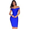 meilun Women’s Rayon Off Shoulder Bandage Bodycon Party Dress(Blue-2)