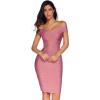 meilun Women’s Rayon Off Shoulder Bandage Bodycon Party Dress(Dark Pink)