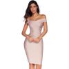 meilun Women’s Rayon Off Shoulder Bandage Bodycon Party Dress(Light Pink)