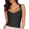 meilun Women’s Rayon Strap Vest Elastic Bandage Bodycon Tops(Black)