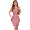 meilun Cold Shoulder Bandage Bodycon Dress for Women Wedding Guest Dress Birthday Party Event Dress(Antipink)
