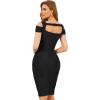 meilun Cold Shoulder Bandage Bodycon Dress for Women Wedding Guest Dress Birthday Party Event Dress(Black1)