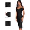 meilun Cold Shoulder Bandage Bodycon Dress for Women Wedding Guest Dress Birthday Party Event Dress(Black1)