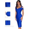 meilun Cold Shoulder Bandage Bodycon Dress for Women Wedding Guest Dress Birthday Party Event Dress(Darkblue)