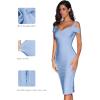 meilun Cold Shoulder Bandage Bodycon Dress for Women Wedding Guest Dress Birthday Party Event Dress(Lightblue)