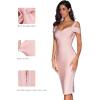 meilun Cold Shoulder Bandage Bodycon Dress for Women Wedding Guest Dress Birthday Party Event Dress(Pink)