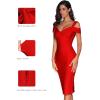 meilun Cold Shoulder Bandage Bodycon Dress for Women Wedding Guest Dress Birthday Party Event Dress(Red1)