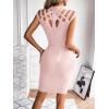 meilun Hight Neck Cut Out Bandage Dress Mini Formal Party Gowns Wedding Guest Dress for Women(Beige)