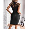 meilun Hight Neck Cut Out Bandage Dress Mini Formal Party Gowns Wedding Guest Dress for Women(Black)