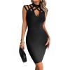 meilun Hight Neck Cut Out Bandage Dress Mini Formal Party Gowns Wedding Guest Dress for Women(Black)