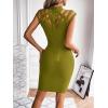 meilun Hight Neck Cut Out Bandage Dress Mini Formal Party Gowns Wedding Guest Dress for Women(Olive)