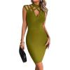 meilun Hight Neck Cut Out Bandage Dress Mini Formal Party Gowns Wedding Guest Dress for Women(Olive)