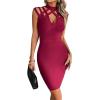 meilun Hight Neck Cut Out Bandage Dress Mini Formal Party Gowns Wedding Guest Dress for Women(Red)