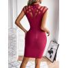 meilun Hight Neck Cut Out Bandage Dress Mini Formal Party Gowns Wedding Guest Dress for Women(Red)
