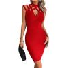 meilun Hight Neck Cut Out Bandage Dress Mini Formal Party Gowns Wedding Guest Dress for Women(Red1)