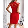 meilun Hight Neck Cut Out Bandage Dress Mini Formal Party Gowns Wedding Guest Dress for Women(Red1)