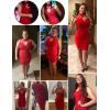 meilun Hight Neck Cut Out Bandage Dress Mini Formal Party Gowns Wedding Guest Dress for Women(Red1)