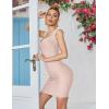 meilun Sexy Backless Lace-up Short Prom Homecoming Dress Short Sleeve Bodycon Cocktail Party Club Dress(Beige)