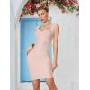 meilun Sexy Backless Lace-up Short Prom Homecoming Dress Short Sleeve Bodycon Cocktail Party Club Dress(Beige)
