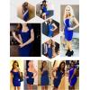 meilun Sexy Backless Lace-up Short Prom Homecoming Dress Short Sleeve Bodycon Cocktail Party Club Dress(Blue)