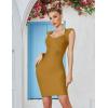 meilun Sexy Backless Lace-up Short Prom Homecoming Dress Short Sleeve Bodycon Cocktail Party Club Dress(Honey Yellow)