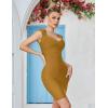 meilun Sexy Backless Lace-up Short Prom Homecoming Dress Short Sleeve Bodycon Cocktail Party Club Dress(Honey Yellow)