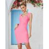 meilun Sexy Backless Lace-up Short Prom Homecoming Dress Short Sleeve Bodycon Cocktail Party Club Dress(Pink)