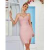 meilun Sexy V-Neck Side Slit Dress for Women Bodycon Dress Cocktail Party Club Dress Y2K Homecoming Dress(Beige)