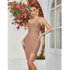 meilun Sexy V-Neck Side Slit Dress for Women Bodycon Dress Cocktail Party Club Dress Y2K Homecoming Dress(Dark Beige)