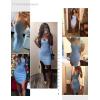 meilun Sexy V-Neck Side Slit Dress for Women Bodycon Dress Cocktail Party Club Dress Y2K Homecoming Dress(Ice Blue)