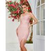 meilun Sexy V-Neck Side Slit Dress for Women Bodycon Dress Cocktail Party Club Dress Y2K Homecoming Dress(Nudepink)