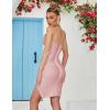 meilun Sexy V-Neck Side Slit Dress for Women Bodycon Dress Cocktail Party Club Dress Y2K Homecoming Dress(Nudepink)