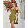 meilun Sexy V-Neck Side Slit Dress for Women Bodycon Dress Cocktail Party Club Dress Y2K Homecoming Dress(Olive)