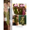 meilun Sexy V-Neck Side Slit Dress for Women Bodycon Dress Cocktail Party Club Dress Y2K Homecoming Dress(Olive)