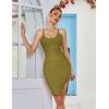 meilun Sexy V-Neck Side Slit Dress for Women Bodycon Dress Cocktail Party Club Dress Y2K Homecoming Dress(Olive)