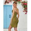 meilun Sexy V-Neck Side Slit Dress for Women Bodycon Dress Cocktail Party Club Dress Y2K Homecoming Dress(Olive)