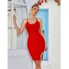 meilun Sexy V-Neck Side Slit Dress for Women Bodycon Dress Cocktail Party Club Dress Y2K Homecoming Dress(Red)