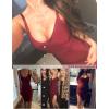 meilun Sexy V-Neck Side Slit Dress for Women Bodycon Dress Cocktail Party Club Dress Y2K Homecoming Dress(Wine)