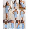 meilun Women’s Celebrity Bandage Bodycon Dress Strap Party Pencil Dress(Ice Blue)