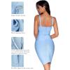 meilun Women’s Celebrity Bandage Bodycon Dress Strap Party Pencil Dress(Ice Blue)