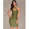 meilun Women’s Celebrity Bandage Bodycon Dress Strap Party Pencil Dress(Olive)