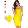 meilun Women’s Celebrity Bandage Bodycon Dress Strap Party Pencil Dress(Yellow)