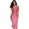 meilun Womens Halter Fishtail Bandage Party Dress Elegant Wedding Guest Dress(Antiquepink)