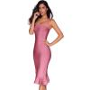 meilun Womens Halter Fishtail Bandage Party Dress Elegant Wedding Guest Dress(Antiquepink)