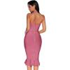 meilun Womens Halter Fishtail Bandage Party Dress Elegant Wedding Guest Dress(Antiquepink)
