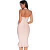 meilun Womens Halter Fishtail Bandage Party Dress Elegant Wedding Guest Dress(Beige)