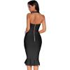 meilun Womens Halter Fishtail Bandage Party Dress Elegant Wedding Guest Dress(Black)