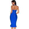 meilun Womens Halter Fishtail Bandage Party Dress Elegant Wedding Guest Dress(Blue)