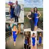 meilun Womens Halter Fishtail Bandage Party Dress Elegant Wedding Guest Dress(Blue)