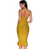 meilun Womens Halter Fishtail Bandage Party Dress Elegant Wedding Guest Dress(Ginger Yellow)